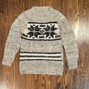 Vintage Cowichan Style Knit Crewneck Sweater